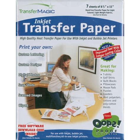 Transfer magic ink jet transfee paper